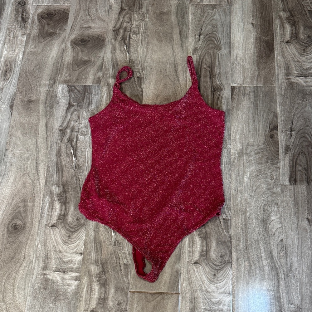 Planet Gold Glittering Burgundy Bodysuit